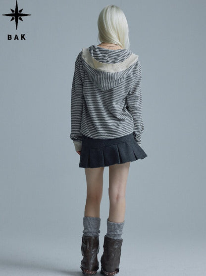 Gray Pleated Napoleon Mini Skirt【s0000018555】