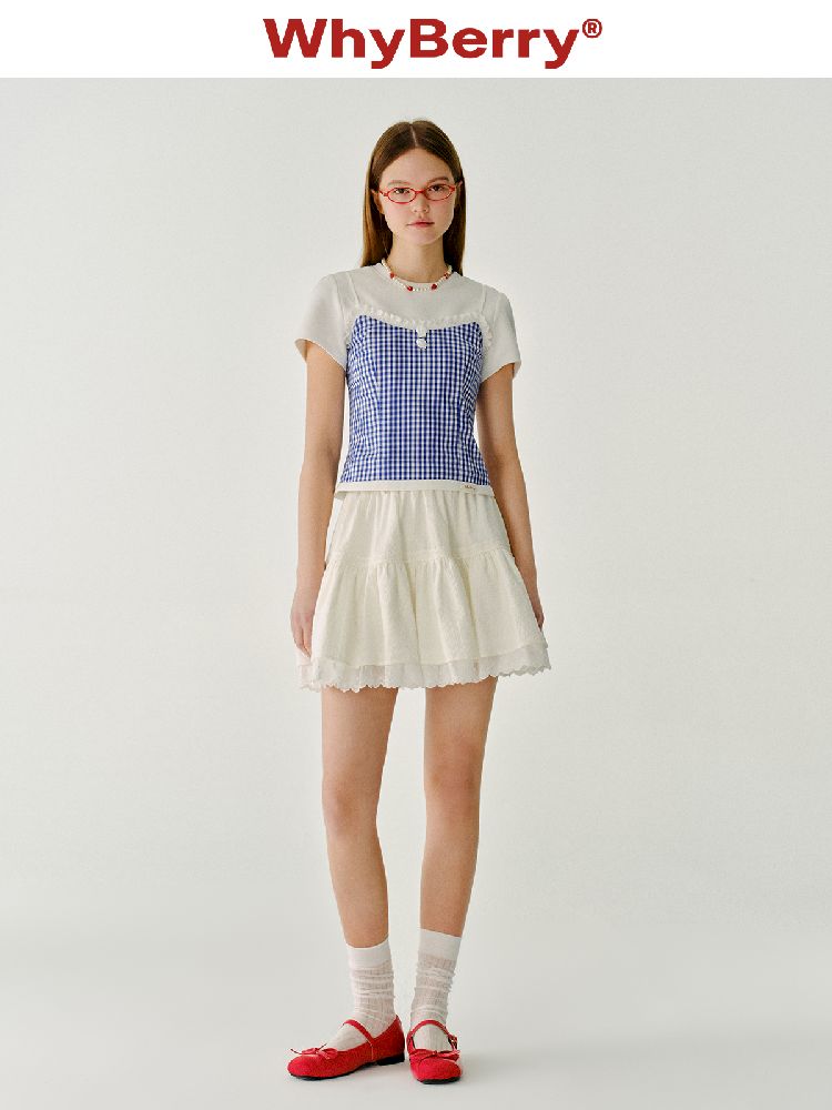 Checkered Flower Small Suspenders【s0000011990】