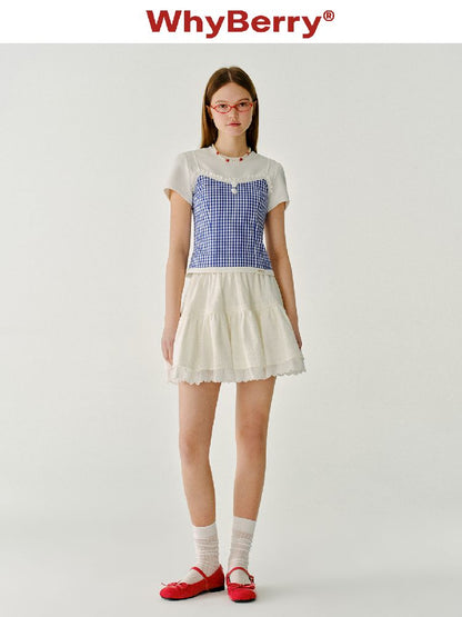 Checkered Flower Small Suspenders【s0000011990】
