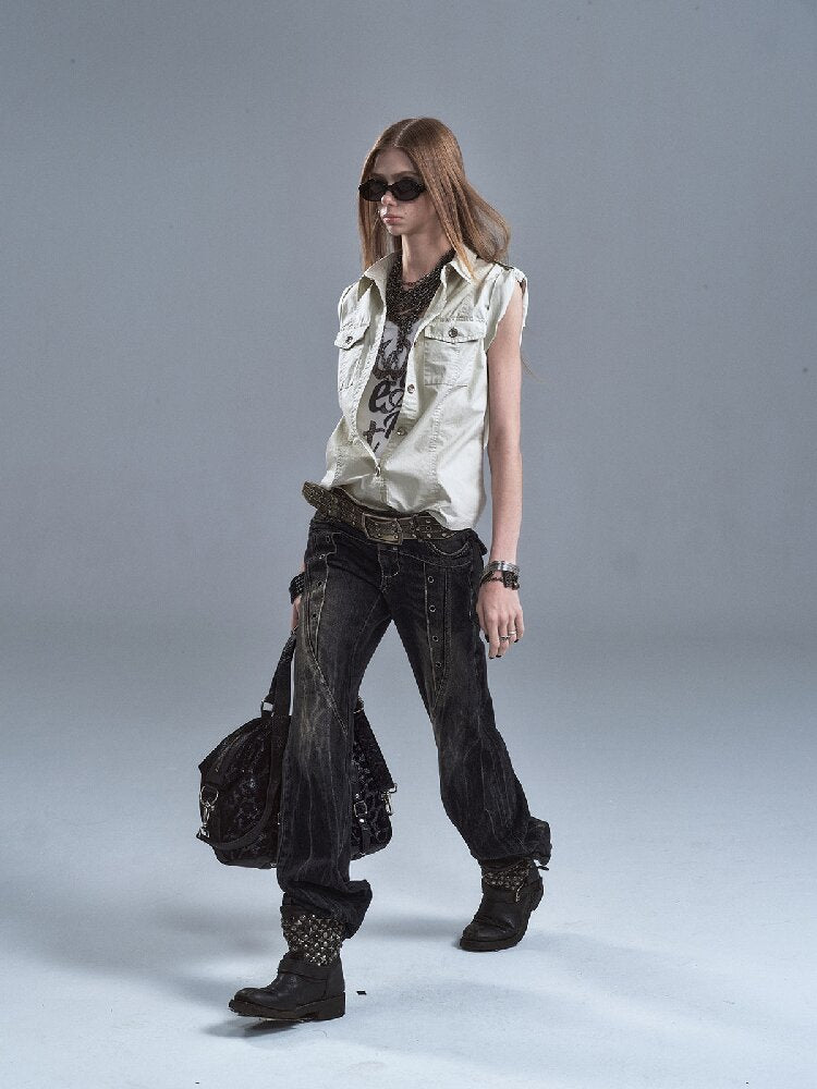 Rivet Metal Buckle Punk Shirt【s0000016640】