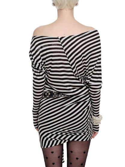 Black and White Striped Raglan Dress【s0000011613】