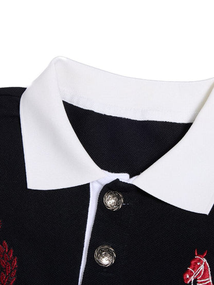 Blazing Soul Embroidered Polo Shirt【s0000016974】