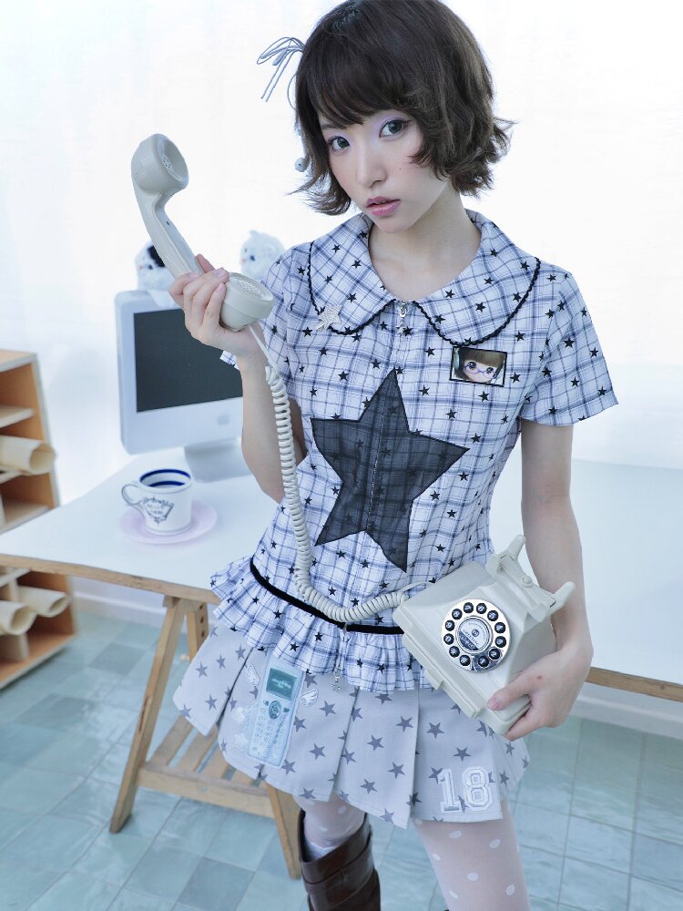 Old-School Zipper Star Pattern Shirt【s0000017127】