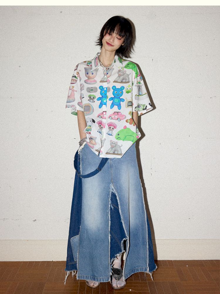 Irregular splicing denim back dress【s0000012431】