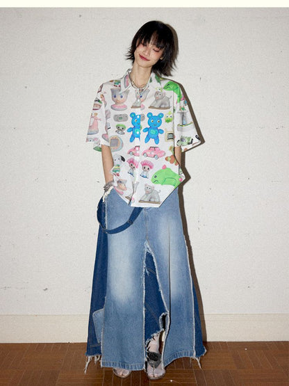 Irregular splicing denim back dress【s0000012431】