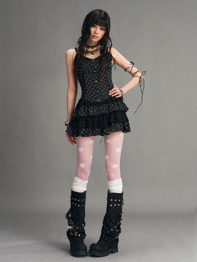 Vintage Lace Polka Dot Cake Dress【s0000017530】