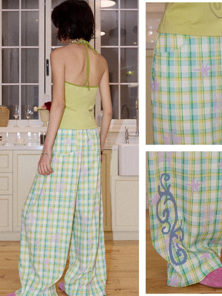 Plaid Print Loose Straight Pants【s0000016660】
