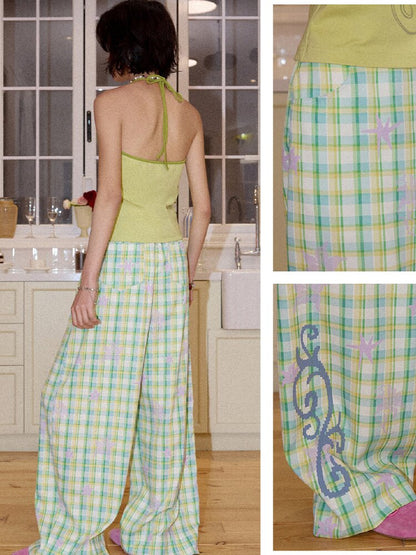 Plaid Print Loose Straight Pants【s0000016660】