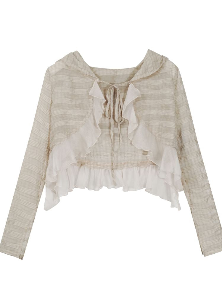 Ruffle Chiffon Cardigan【s0000012624】