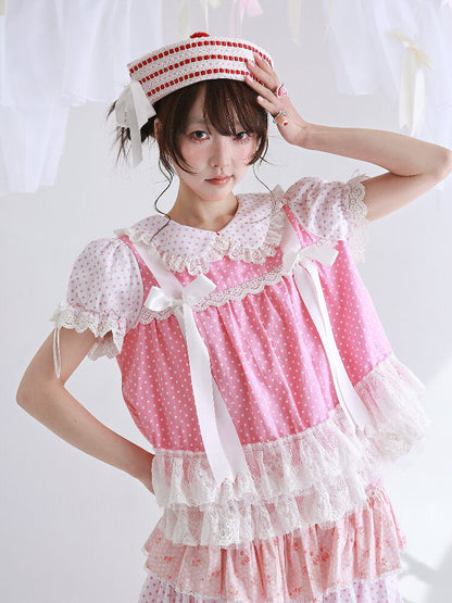 Pink Polka Dot Bow Inner Shirt【s0000016554】