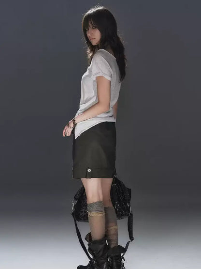 Polarized Fabric Straight Skirt【s0000016239】