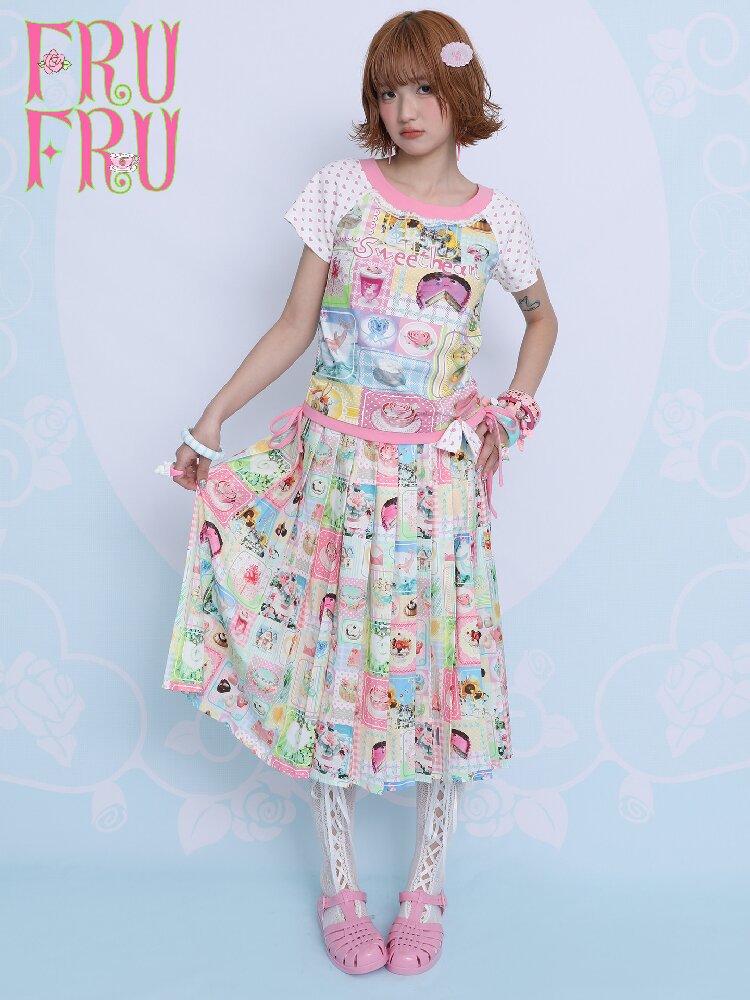 Summer Print Pleated Half Skirt【s0000017451】