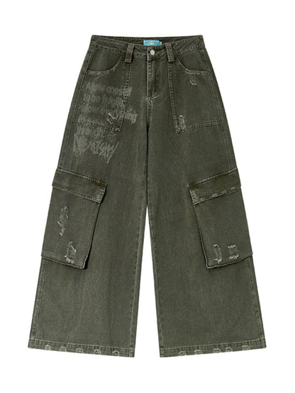 Letters do old loose work pants【s0000012430】