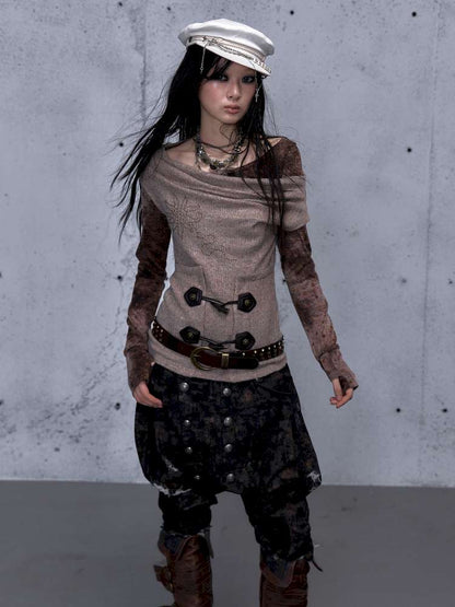 Wasteland Vintage Patchwork Knit Top【s0000014933】