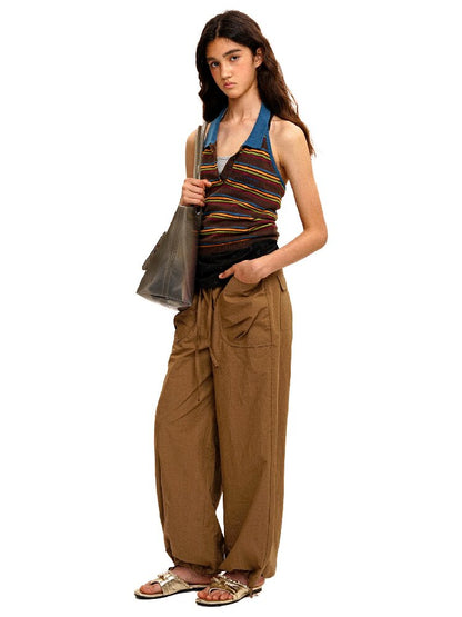 Striped Color-Blocked Halter Knit【s0000017409】
