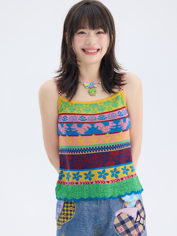 Fair Isle Knitted Suspender Dress【s0000017692】