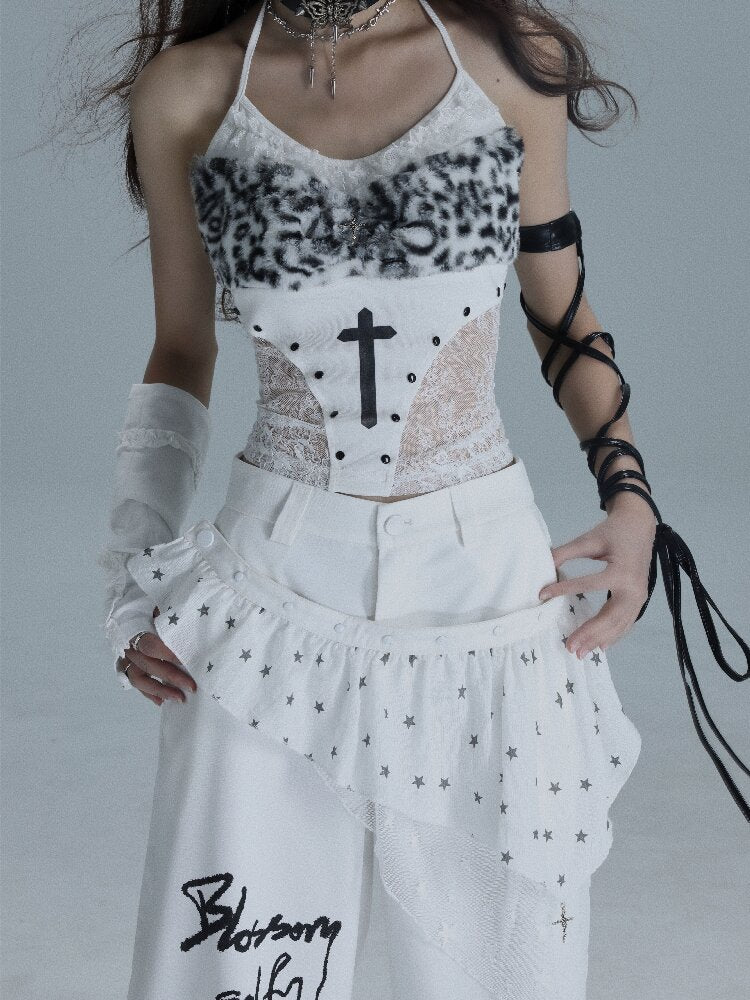 Cross Gothic Lace Patchwork Vest【s0000016718】