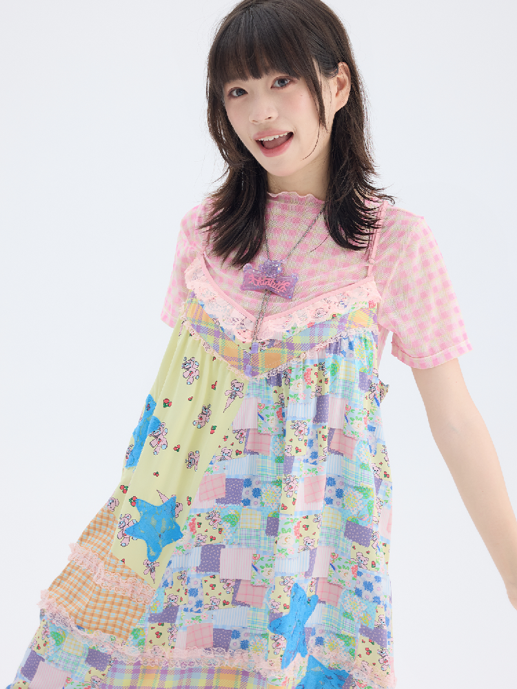 Floral Patchwork Star Lace Dress【s0000017699】