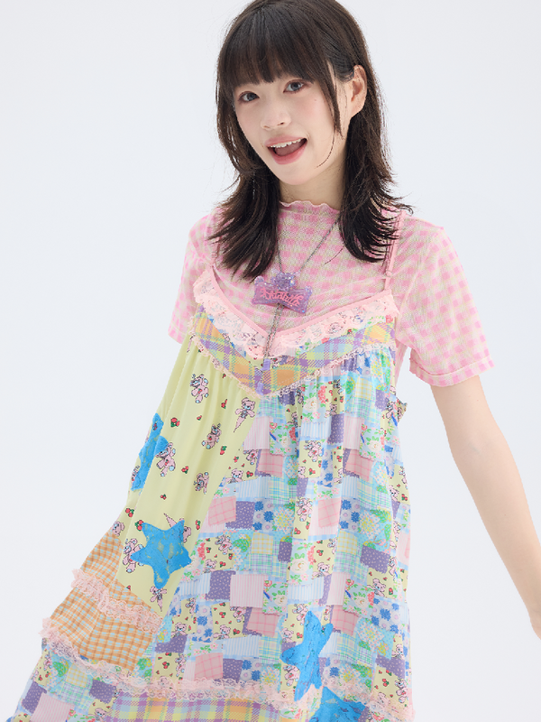 Floral Patchwork Star Lace Dress【s0000017699】