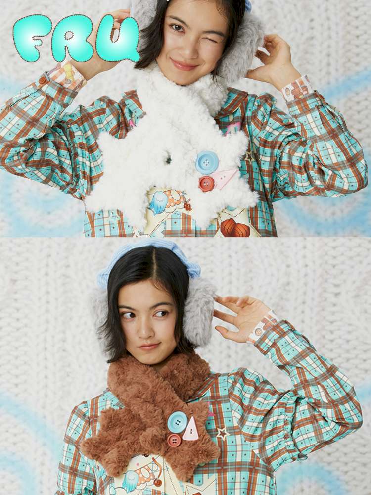 Star Y2K Plush Versatile Two-Tone Scarf【s0000014855】