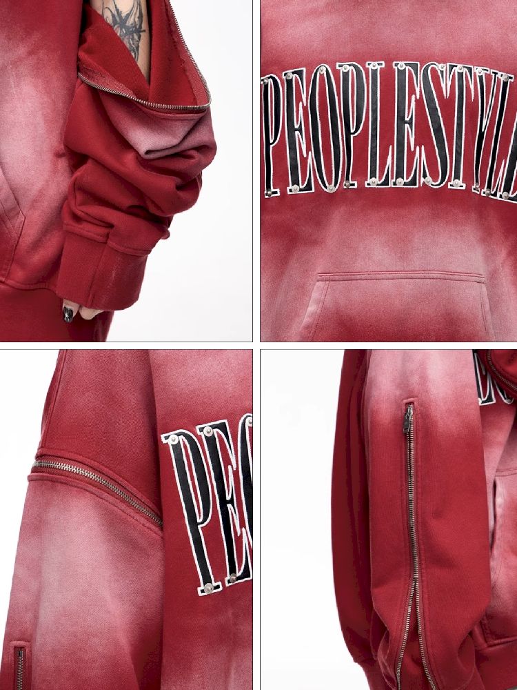 Washed Embroidered Hooded Sweatshirt【s0000011357】