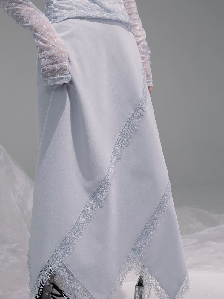 Flowing Shadow Gray Lace Skirt【s0000015734】