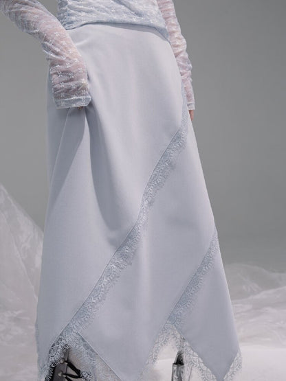 Flowing Shadow Gray Lace Skirt【s0000015734】