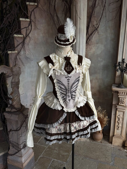 Bone Print Velvet Lace Corset Vest【s0000015613】