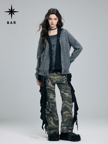 Fake Two-Piece Striped Hooded Cardigan【s0000016257】