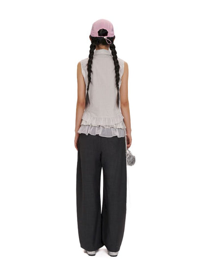 Removable tie sleeveless shirt【s0000012506】