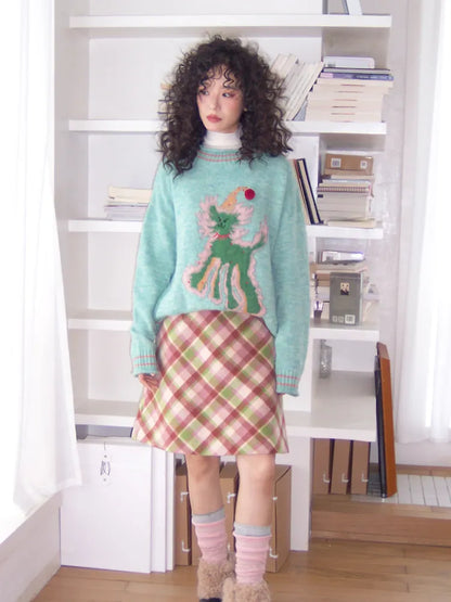 College-Style Casual Wool Plaid A-Line Skirt【s0000013983】