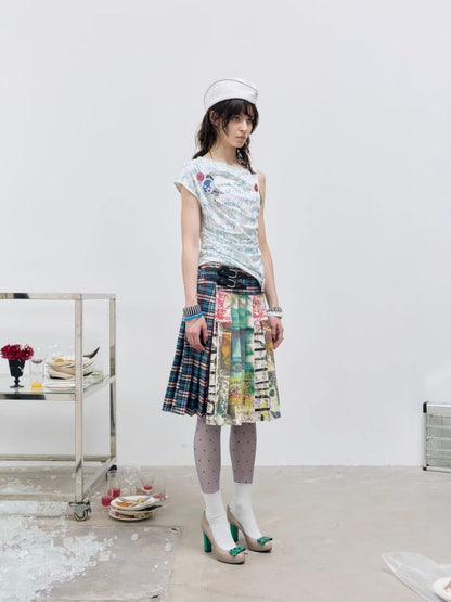Plaid Half Pleated Skirt【s0000012413】