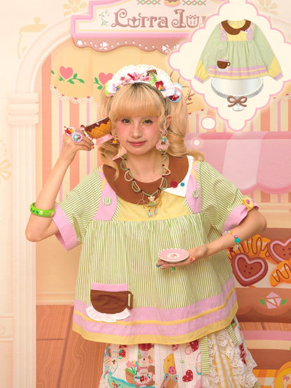 Asymmetric Neck Cute Doll Shirt【s0000013349】