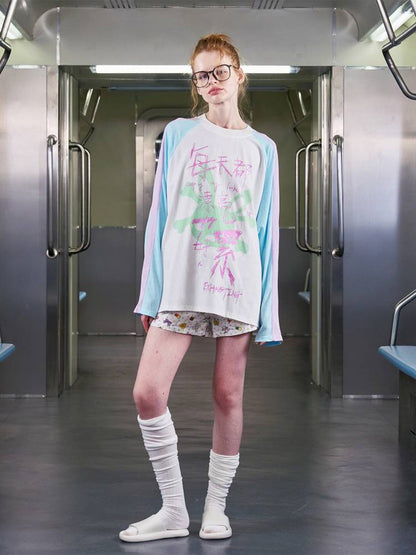 Glitter Print Drop-Shoulder T-Shirt【s0000014412】