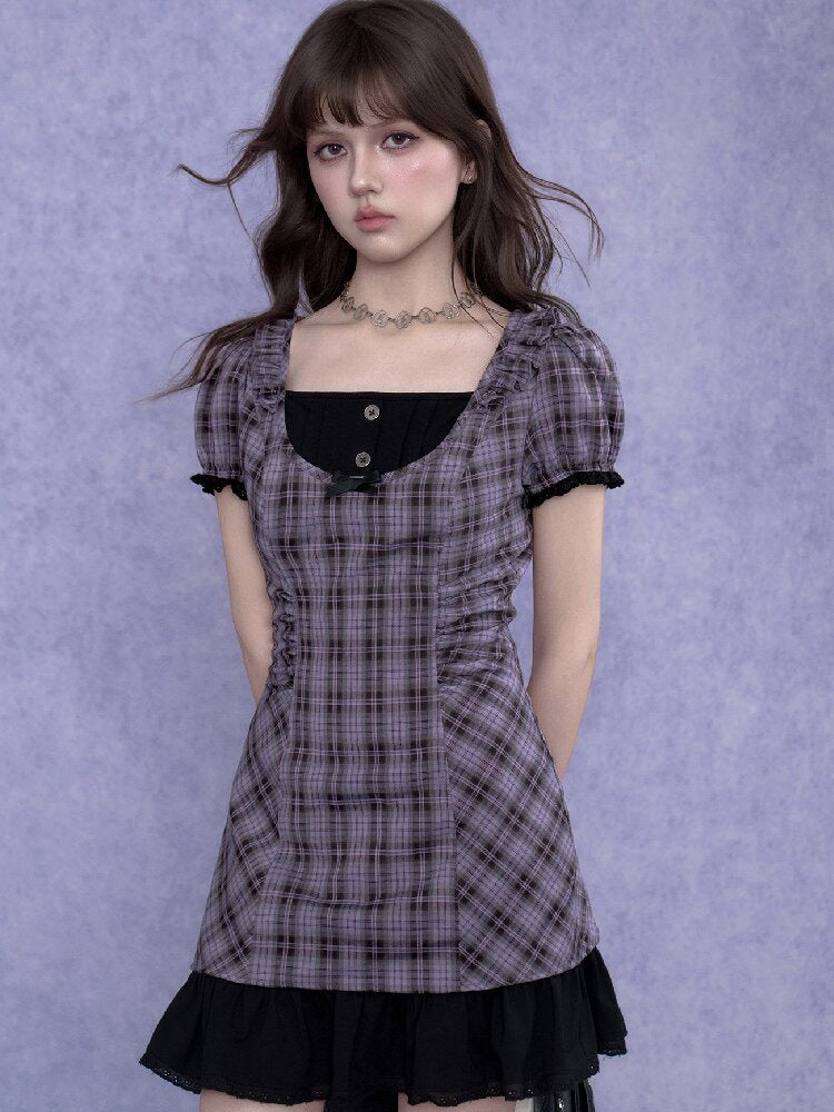 Purple Halter Halter Two Piece Dress【s0000017687】