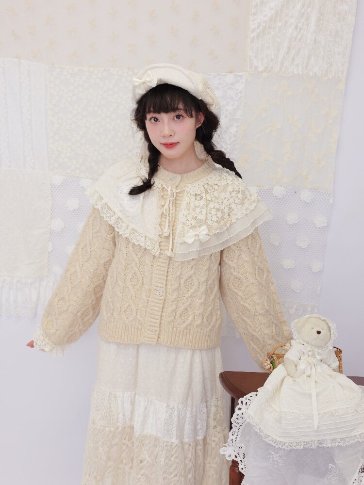 Handmade Lace Twist Knit Sweater【s0000016502】