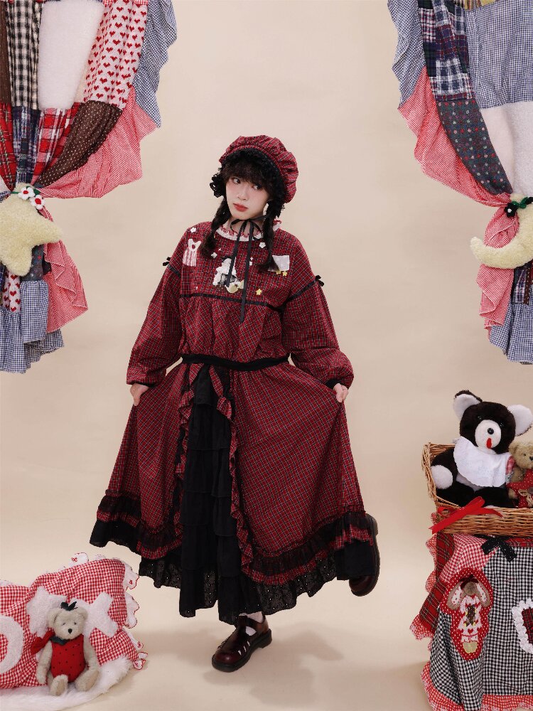 Plaid Lace Cake Waltz Skirt【s0000019284】