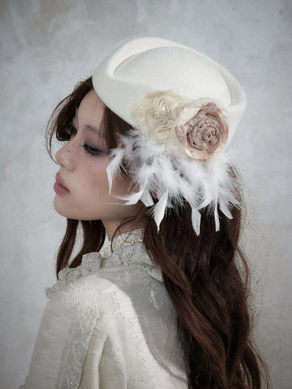 Baroque Lace Wool Equestrian Beret【s0000017994】