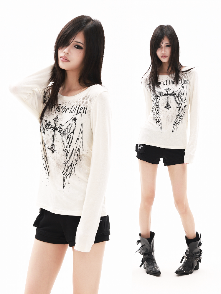 Indian Cotton Gothic Slogan Shirt【s0000018323】