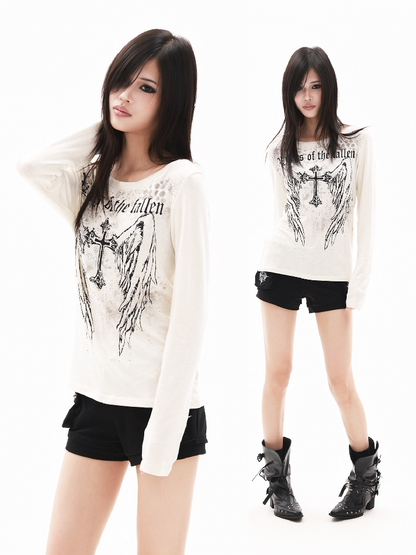 Indian Cotton Gothic Slogan Shirt【s0000018323】