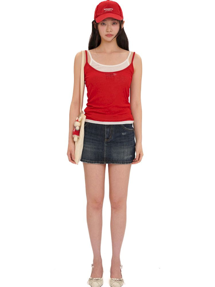 Denim ultra short skirt【s0000013425】