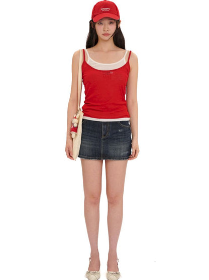 Denim ultra short skirt【s0000013425】