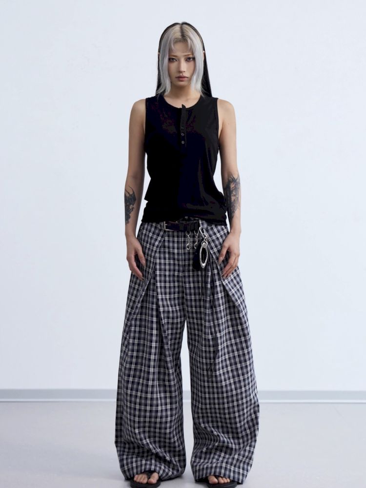 Henley Neck Slim Sleeveless Vest【s0000013197】