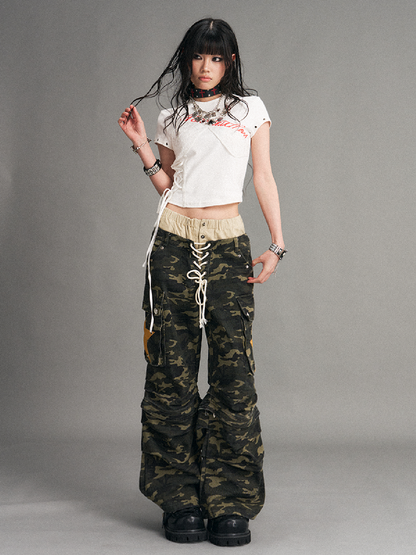 Double Waist Camouflage Wide Leg Pants【s0000017773】