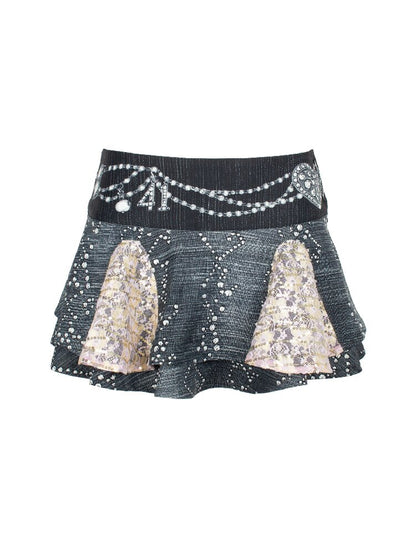 Imitation Denim Patchwork Skirt【s0000018066】