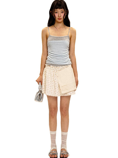 Tuck Pleated Faux Two-Piece Skirt【s0000017420】