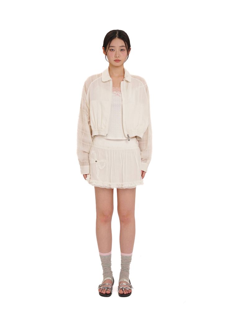 Semi-sheer plaid lightweight jacket【s0000013452】