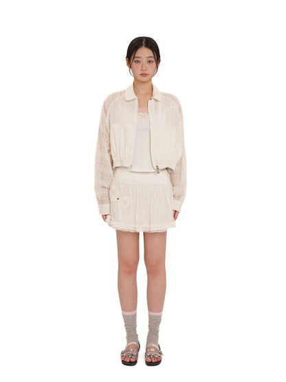 Semi-sheer plaid lightweight jacket【s0000013452】