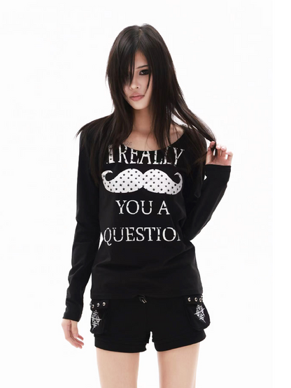 Slogan Metallic Print Long Shirt【s0000018317】