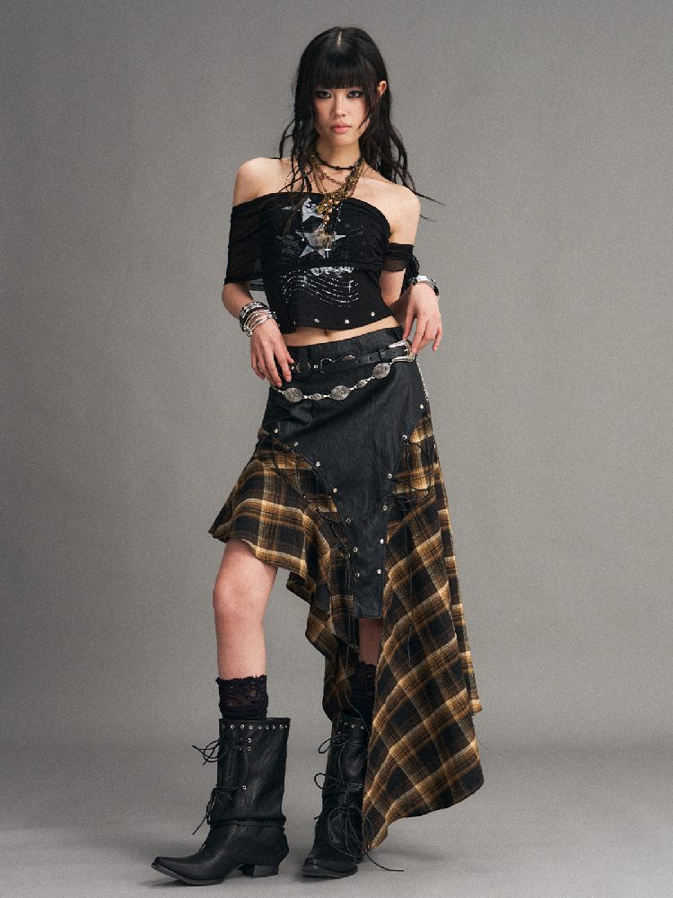 Mesh Knit Strapless Cropped Top【s0000017525】